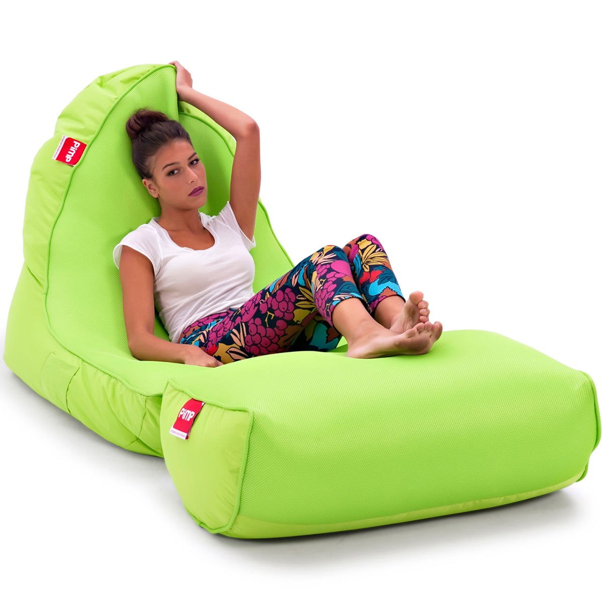 Lime PiMP Bean Bag Chair + Ottoman Set KickAss Bean Bags Singapore