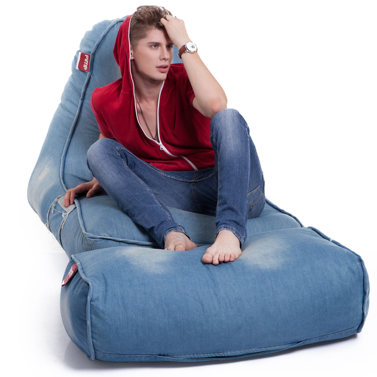 Denim chair and ottoman deals
