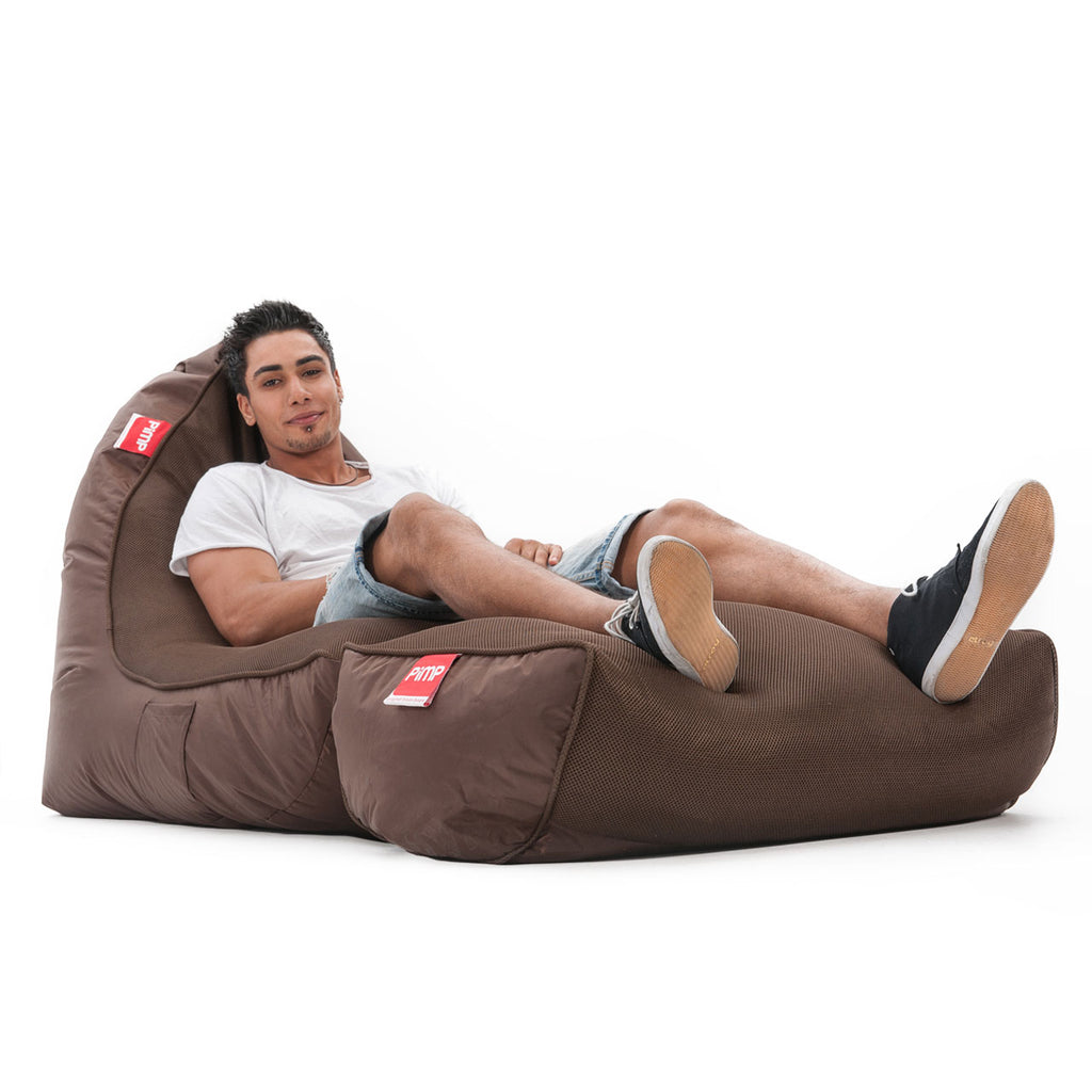 VIP Bean Bag Sofa + Ottoman Set (Choc-o-holic Brown)