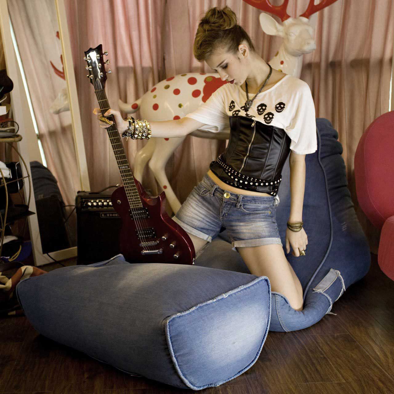 VIP Bean Bag Sofa + Ottoman Set (Denim Jeanious)