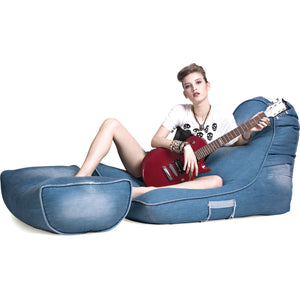 VIP Bean Bag Sofa + Ottoman Set (Denim Jeanious)