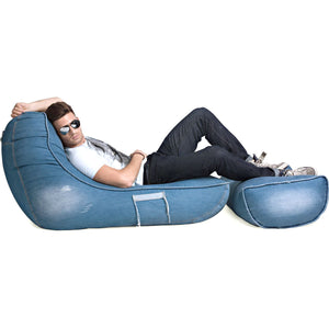 VIP Bean Bag Sofa + Ottoman Set (Denim Jeanious)