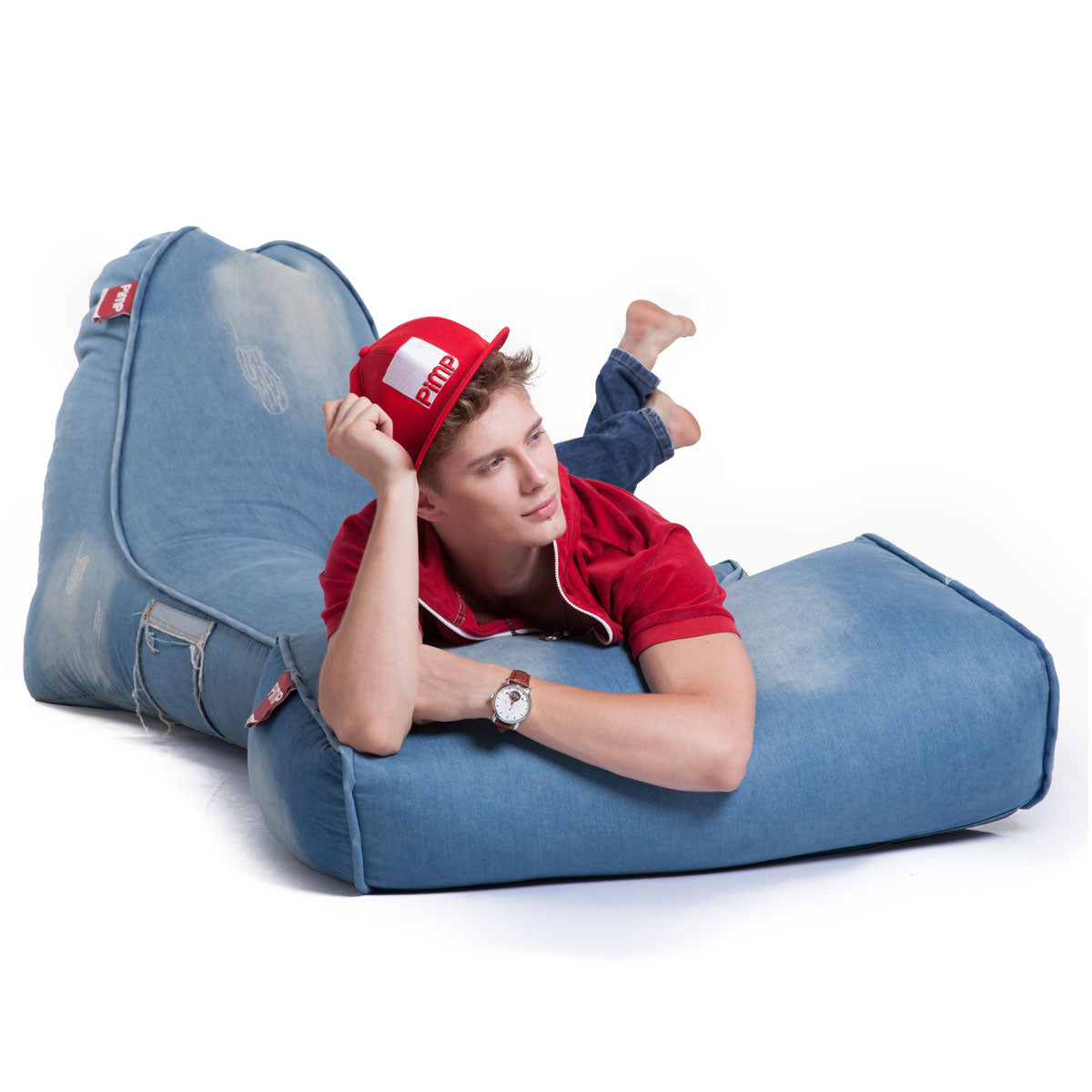 VIP Bean Bag Sofa + Ottoman Set (Denim Jeanious)