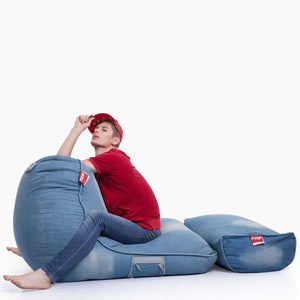 VIP Bean Bag Sofa + Ottoman Set (Denim Jeanious)