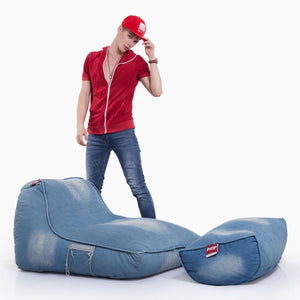 VIP Bean Bag Sofa + Ottoman Set (Denim Jeanious)