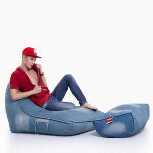 VIP Bean Bag Sofa + Ottoman Set (Denim Jeanious)